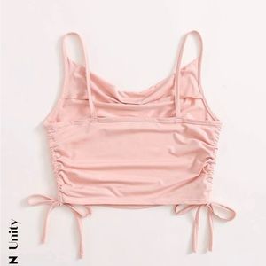 SHEIN baby pink drawstring crop top